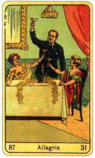 CARD OF L'ALLEGRIA RIGHT AND REVERSE - READING OF THE GYPSY SIBILLE ON LOVE CAREER LUCK FOR FREE ONLINE
