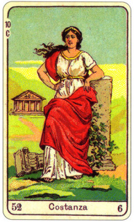 CARD OF LA COSTANZA RIGHT AND REVERSE - READING OF THE GYPSY SIBILLE ON LOVE CAREER LUCK FOR FREE ONLINE