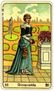 CARD OF LA GIOVANETTA RIGHT AND REVERSE - READING OF THE GYPSY SIBILLE ON LOVE CAREER LUCK FOR FREE ONLINE